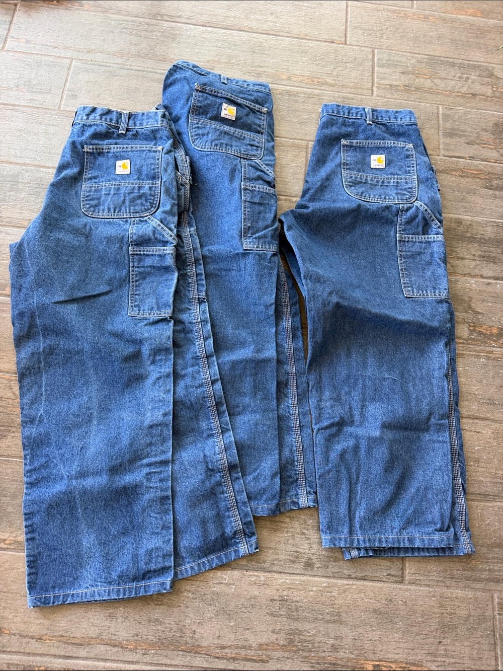 FR Carhartt Men's Dark Blue Relaxed Fit Carpenter Jeans - lot of 3